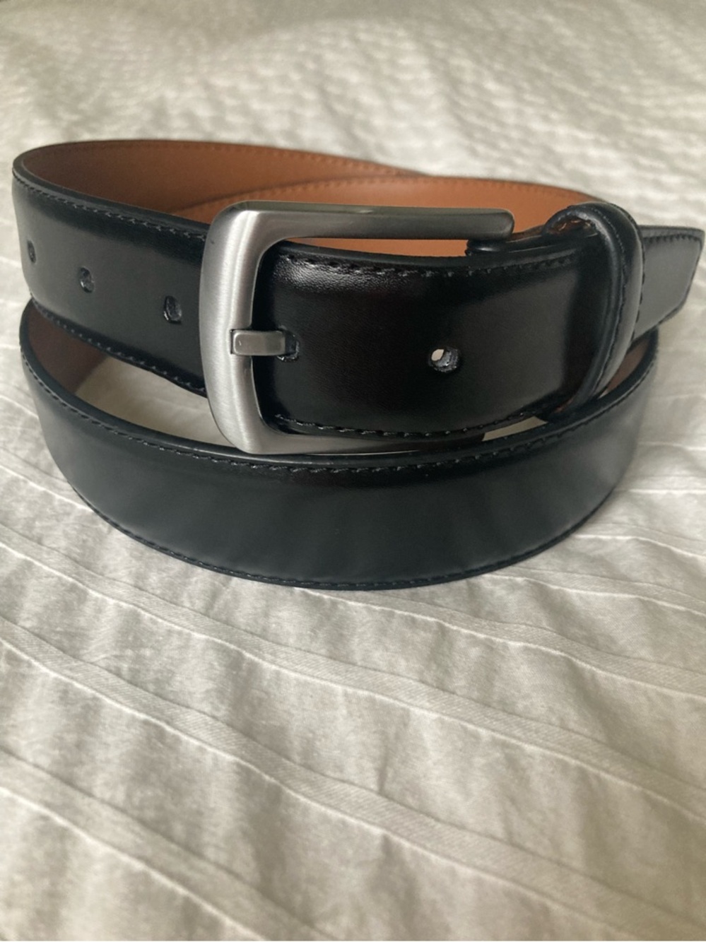 Vince Camuto Men’s Belt Black Leather New Dress Belt Casual Formal Adjustable